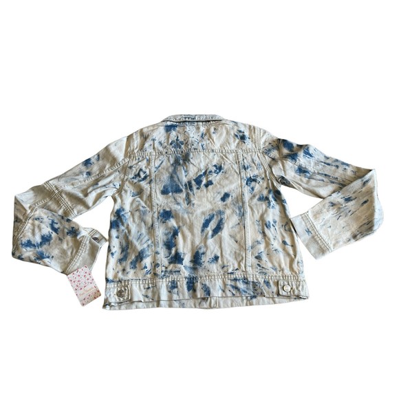 NWT Free People Rumors Jones Tie Dye Blue Denim Jean Jacket Size Medium NWT - Picture 2 of 12